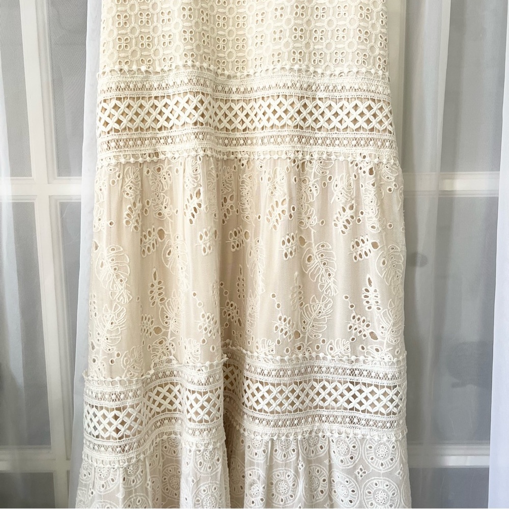 Sundance Dreamers Believe Bone Off White Eyelet Dress Size Medium - Picture 5 of 11